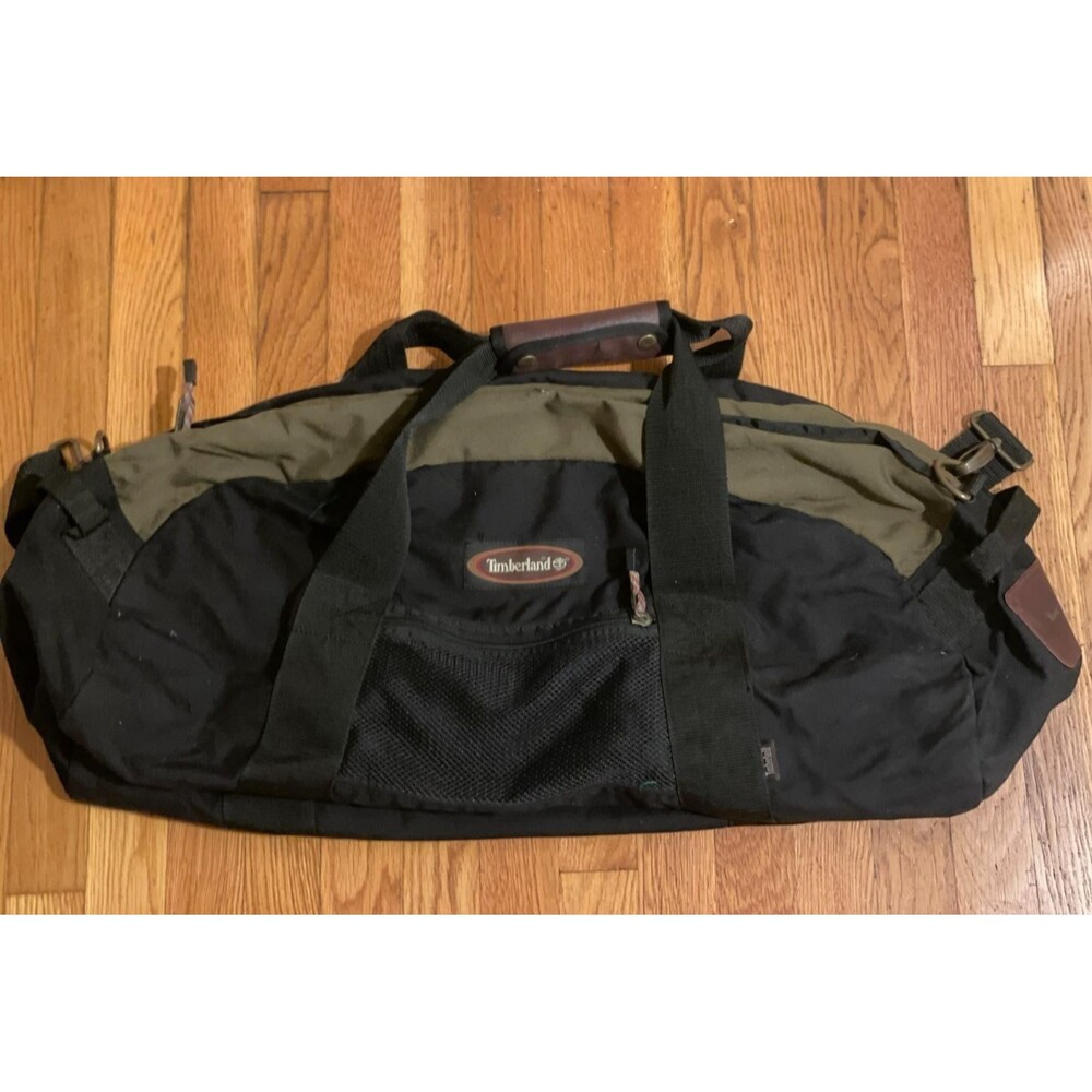 Vtg Timberland Travel Duffle Bag Backpack Convertible Olive Green Black 22" Lugg